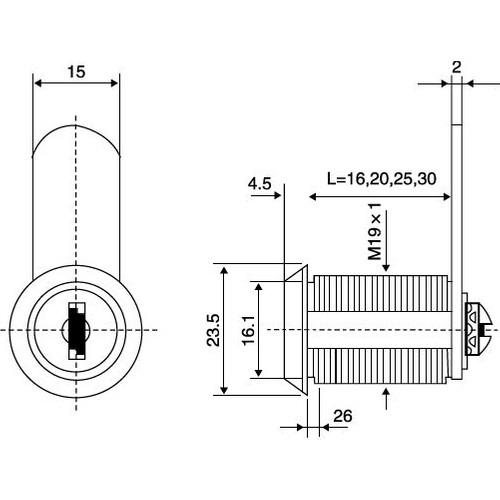Mandallı Çekmece Kapak Kilidi 16mm