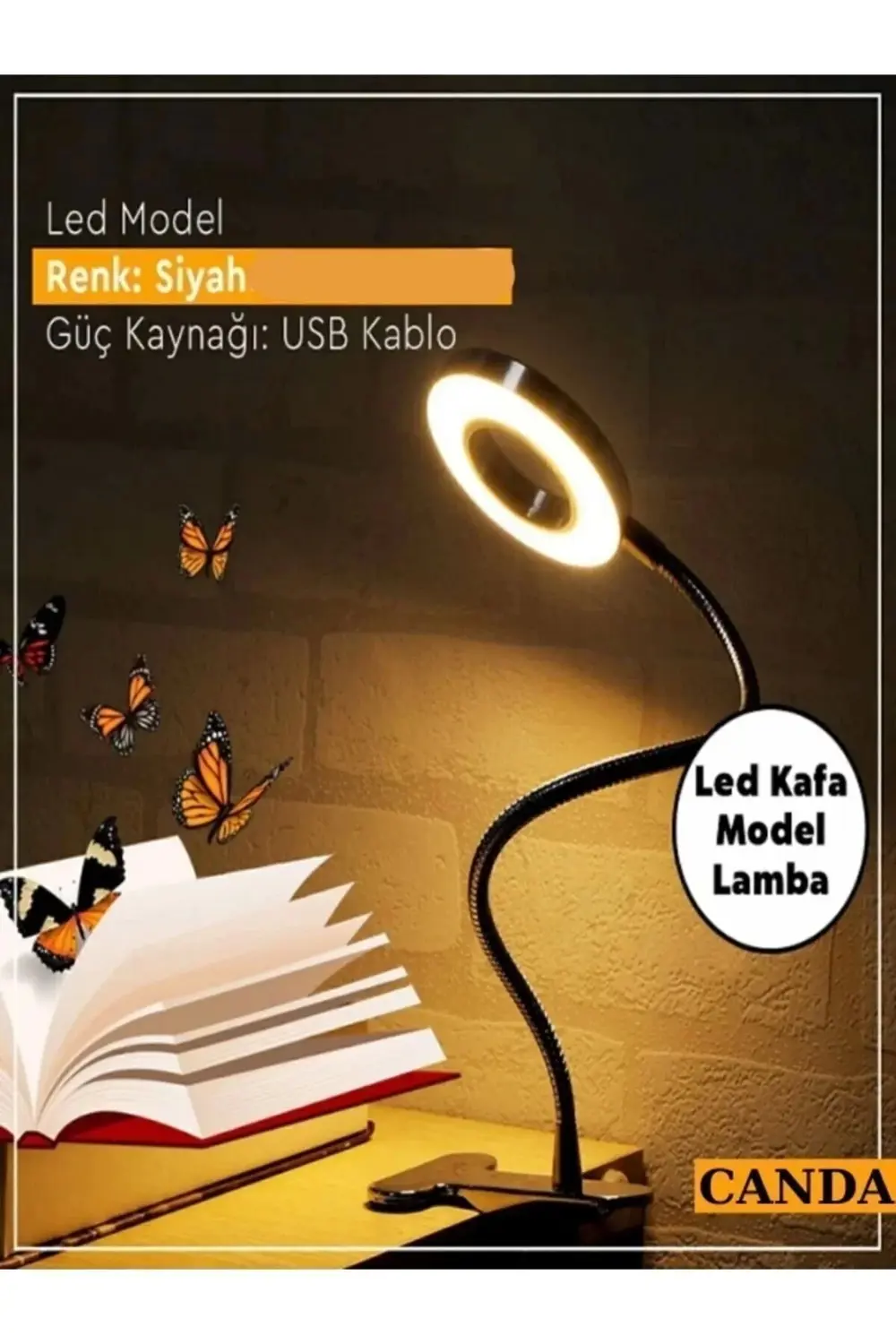 Mandallı Led Çalışma Okuma Işığı Ayarlanabilir Işık 3 Renk Masa G