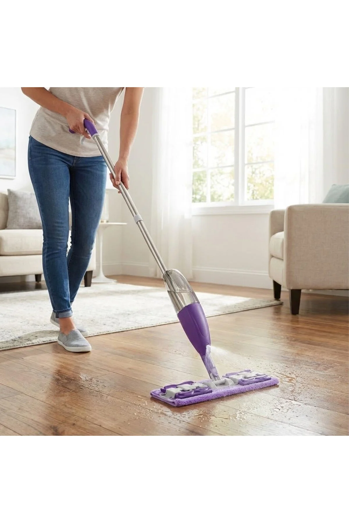 Mandallı Sprey Mop Click Mop – Deterjan Hazneli, Mikrofiber Paspa