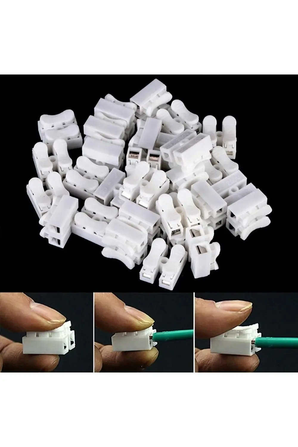 Mandallı Vidasız Klemens Basmalı Tip 2 Li 2 Pin 100'lü Paket