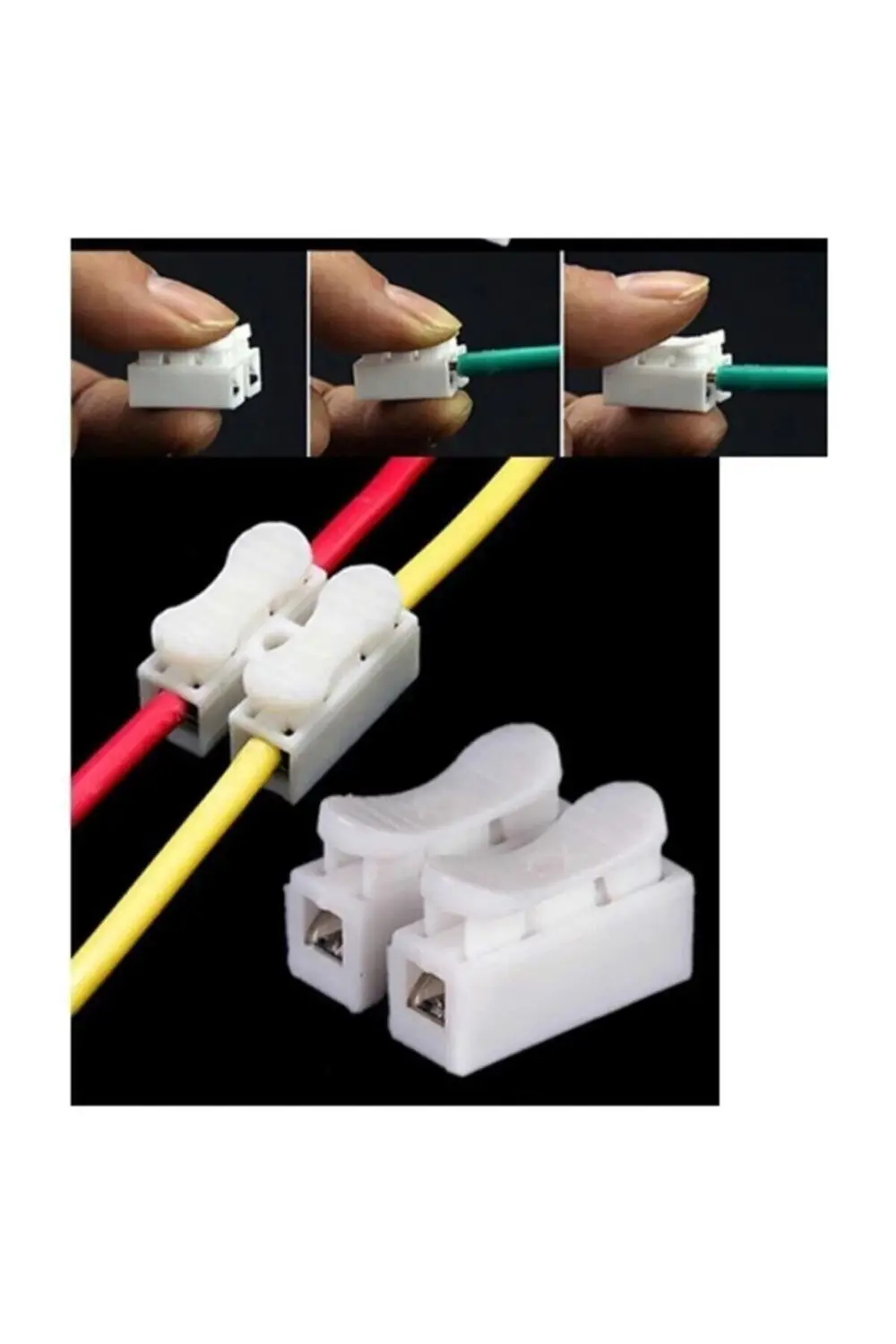 Mandallı Vidasız Sıra Buat Kablo Klemens Basmalı Tip 2 li 2 pin 2
