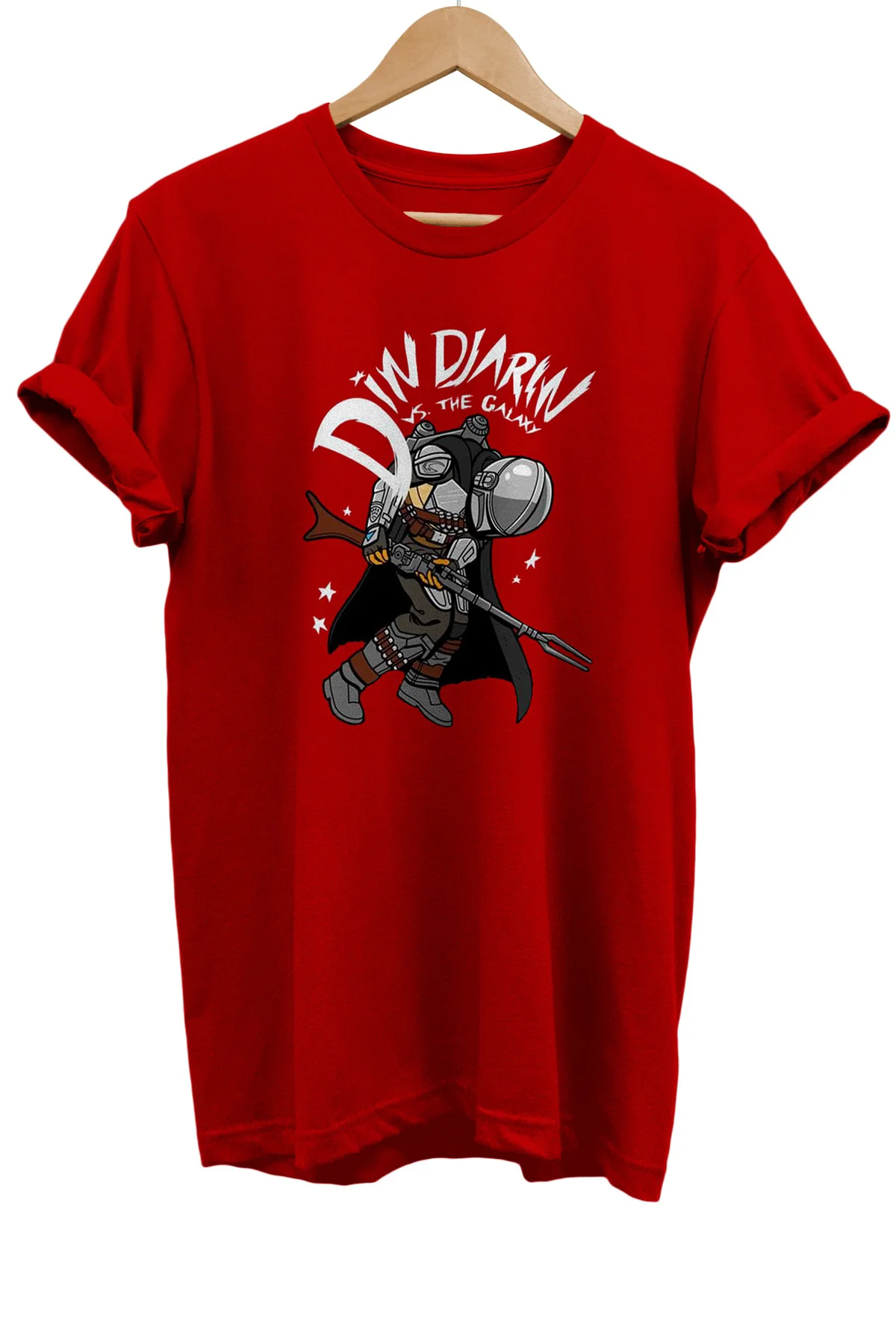 Mandalorian Baskılı %100 Pamuk Basic T-shirt Normal Beden Tişört