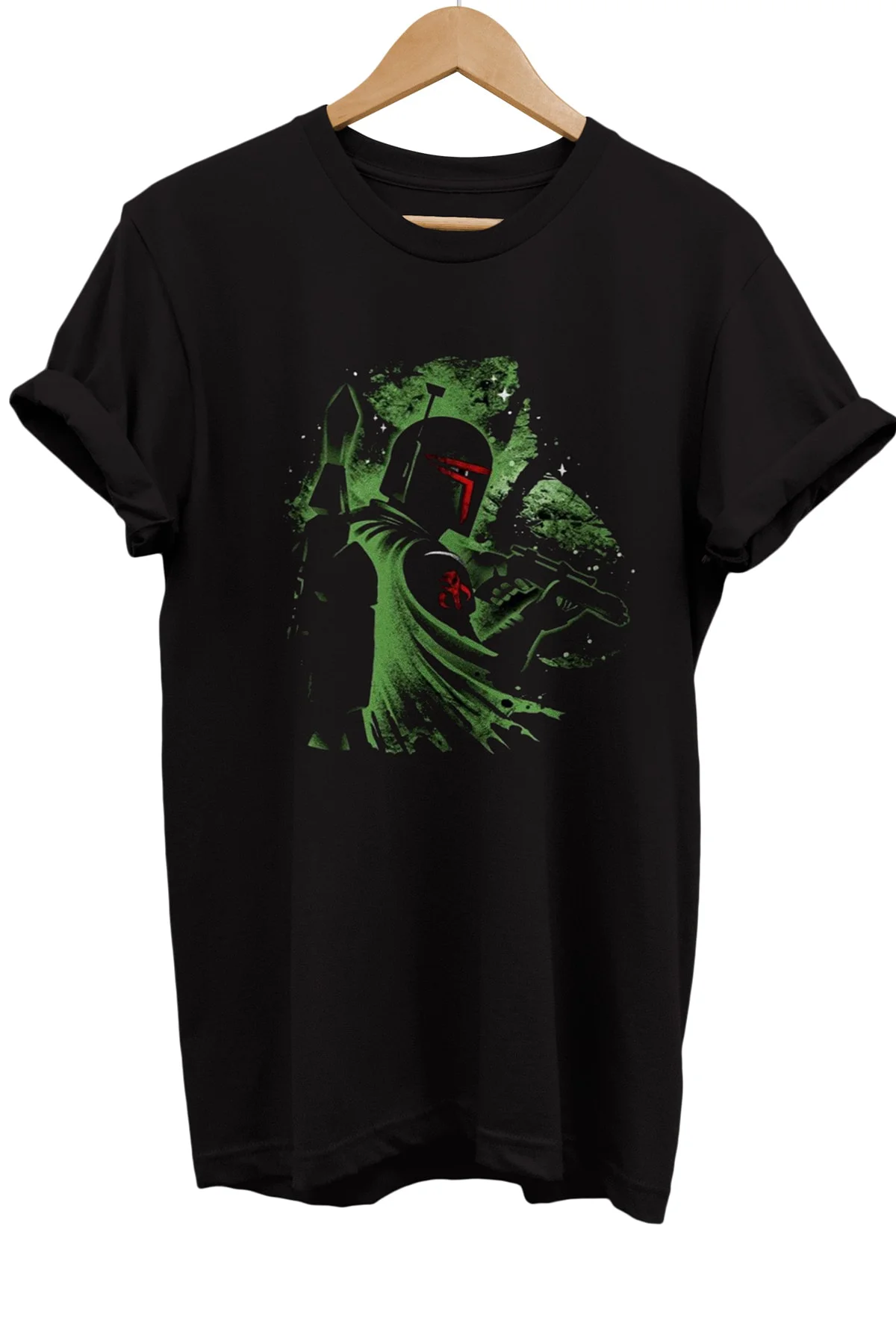 Mandalorian Baskılı %100 Pamuk Basic T-shirt Normal Beden Tişört