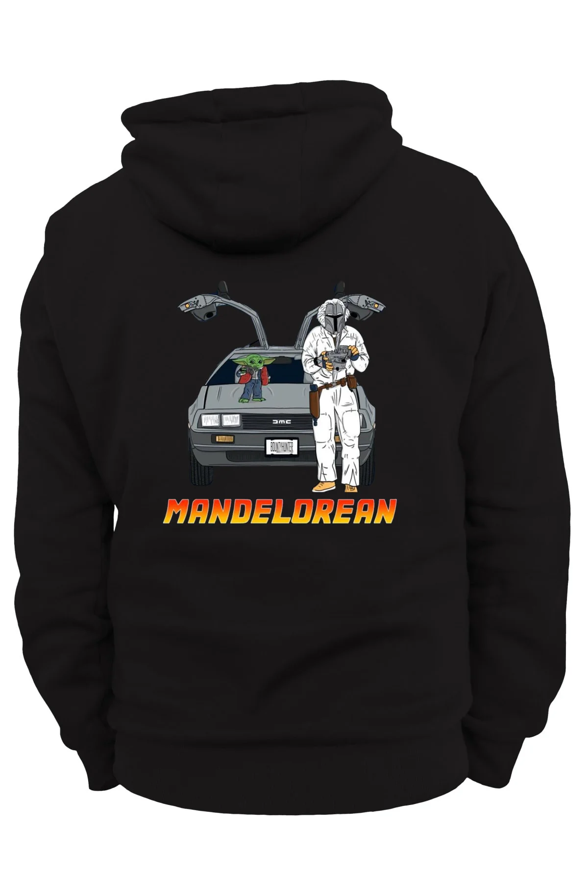 Man-delorean Arka Baskılı, %100 Pamuk, 3 Ipl. Şardonlu, Içi Polar, Çok Kalın Hoodie