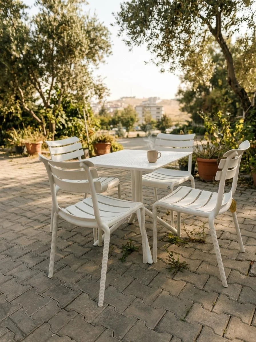 Mandella Cros Sandalye 70x70 Bee Masa Beyaz Mandella Cros Sandalye 70x70 Bee Masa Beyaz