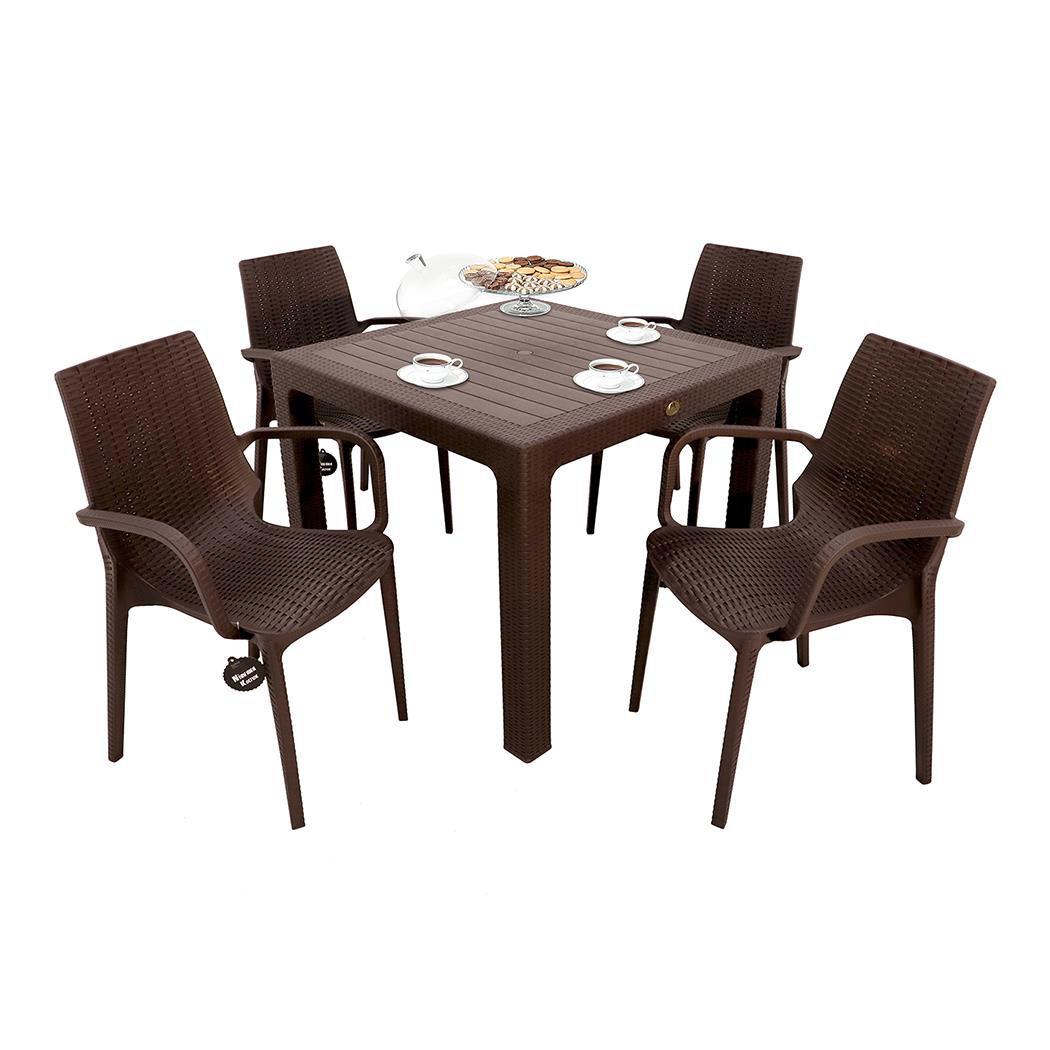 Mandella  Elit Rattan 90X90 Nirvana Koltuk Masa Takimi Kahverengi