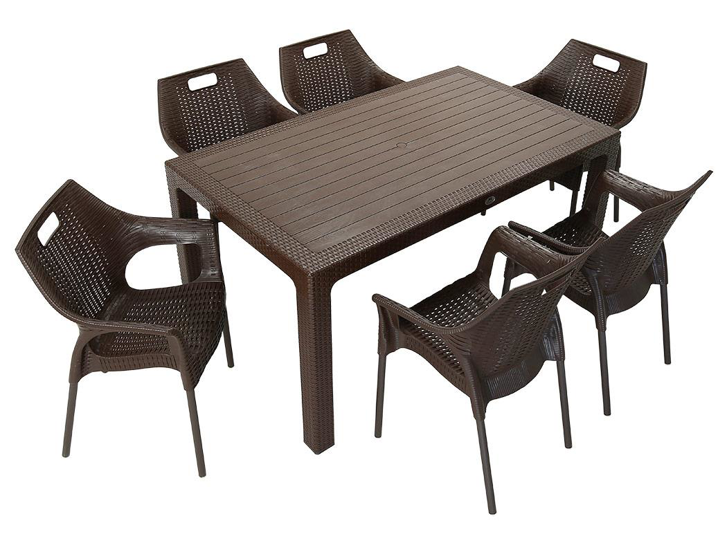 Mandella  Elit Rattan 90X150 Star Koltuk Masa Takimi Kahverengi