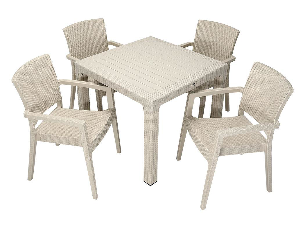 Mandella  Elit Rattan 90X90 Zeus Koltuk Masa Takimi Çölbeji