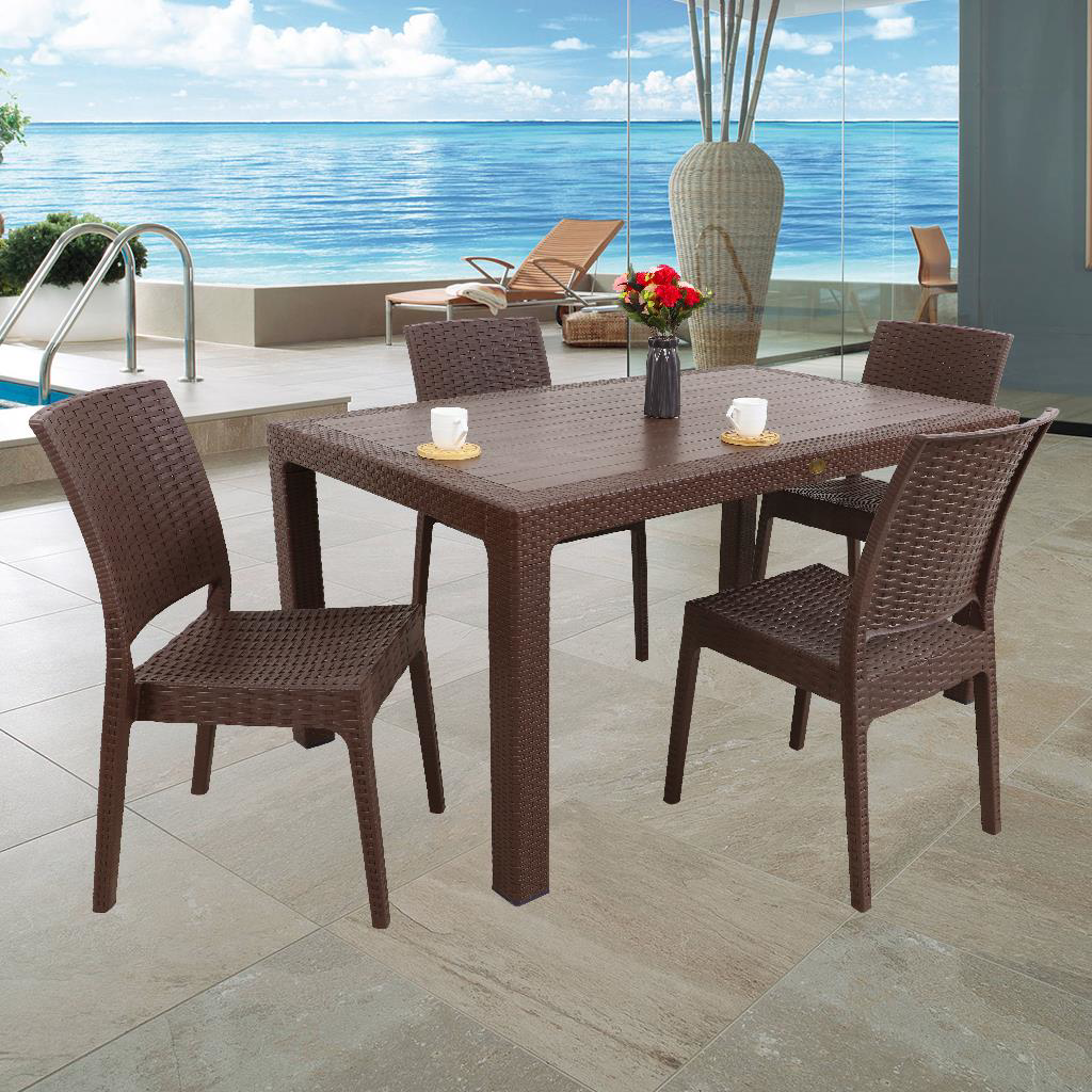 Mandella Elit Rattan 90x150 4 kişilik Elit Sandalye Masa Takımı K