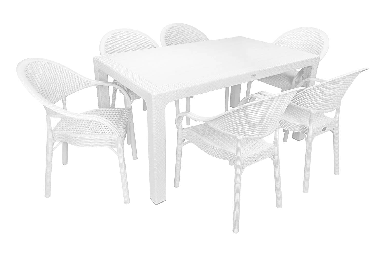 Mandella  Elit Rattan 90X150 Eylül Koltuk Masa Takımı Beyaz