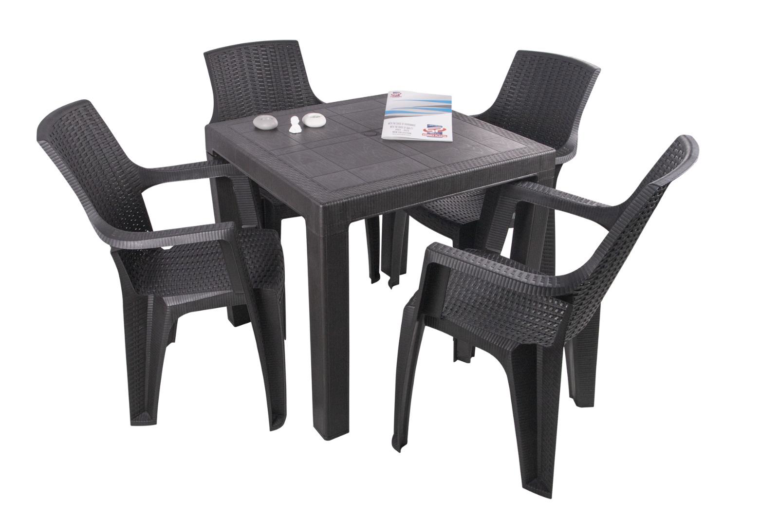 Mandella  Elit Rattan 80X80 Nibras Koltuk Masa Takimi Kahverengi