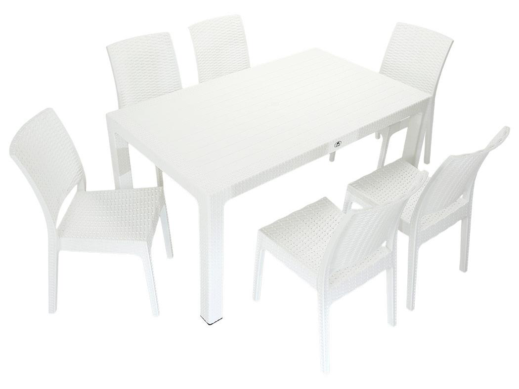 Mandella  Elit Rattan 90X150 Elit Sandalye Masa Takimi Beyaz
