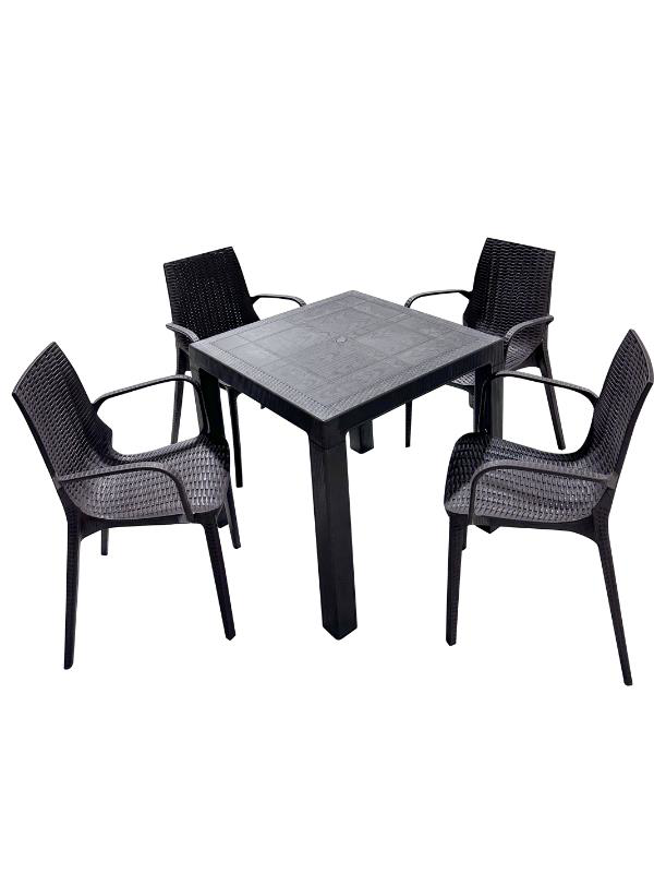 Mandella Elit Rattan 80x80 Nirvana Koltuk Masa Takımı Kahverengi