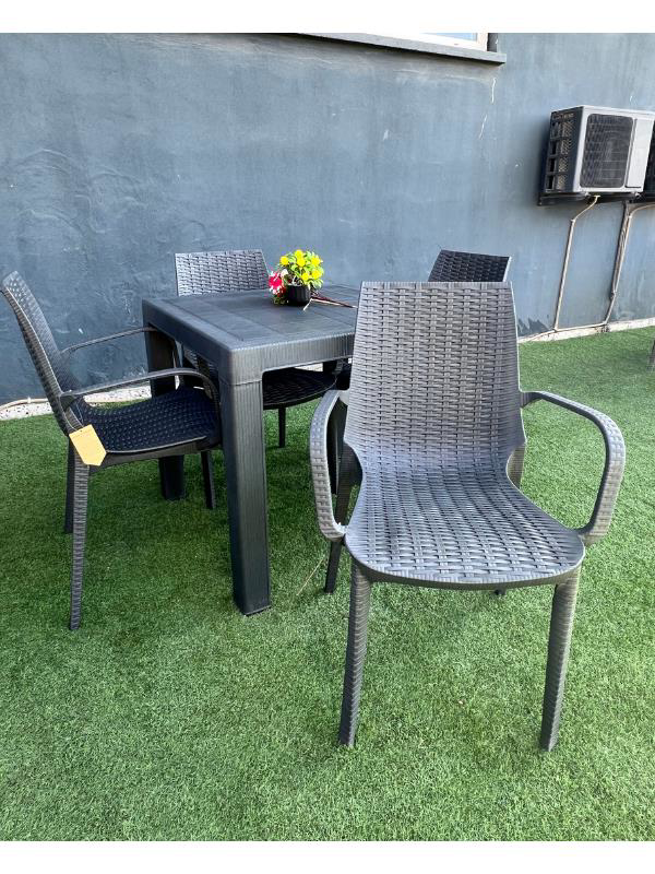 Mandella Elit Rattan 80x80 Nirvana Koltuk Masa Takımı Antrasit