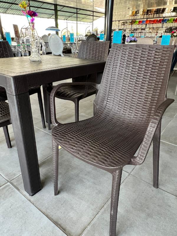 Mandella Elit Rattan 80x80 Nirvana Koltuk Masa Takımı Kahverengi