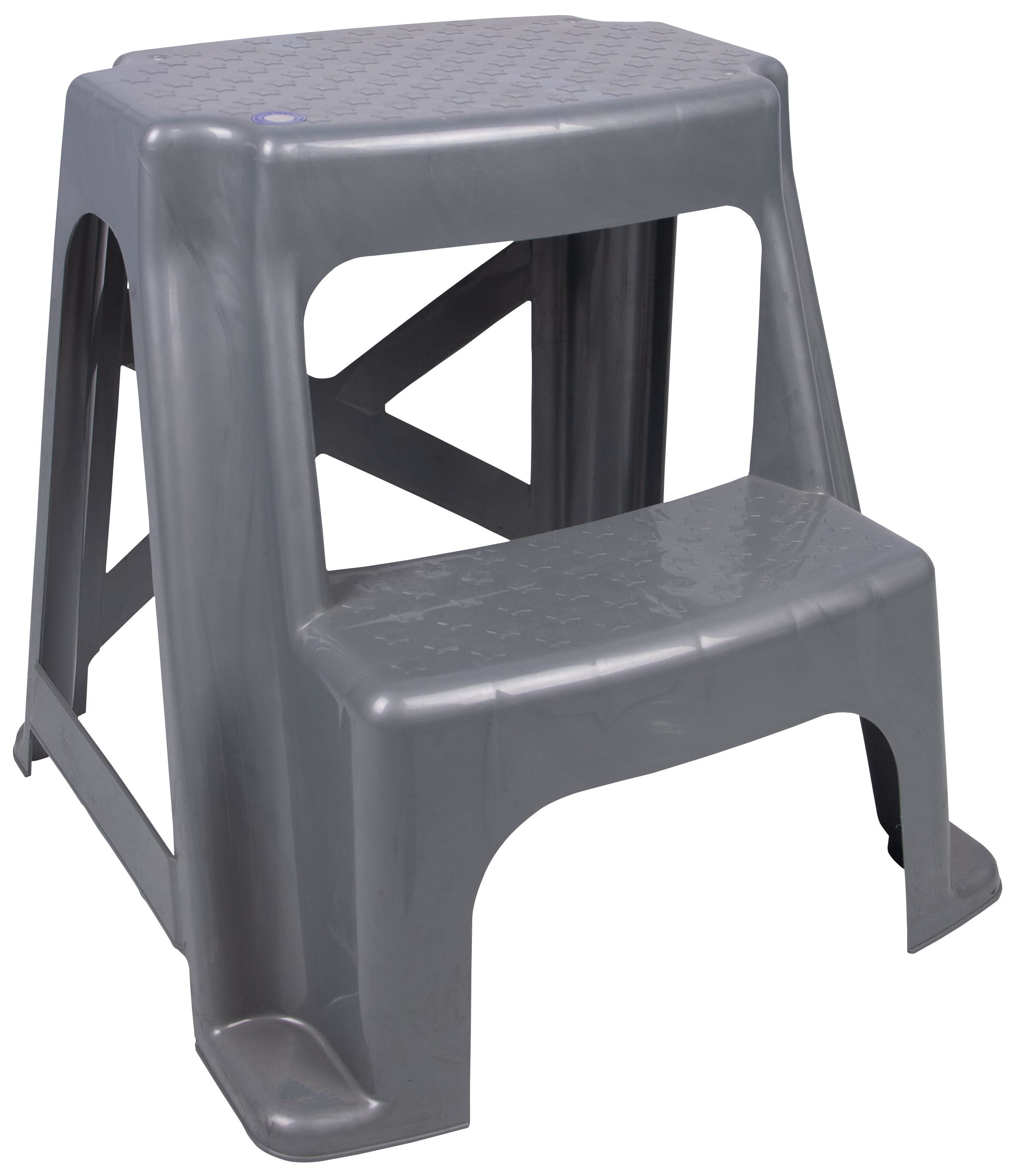 Mandella Sağlam Plastik Basamaklı Tabure Metalize