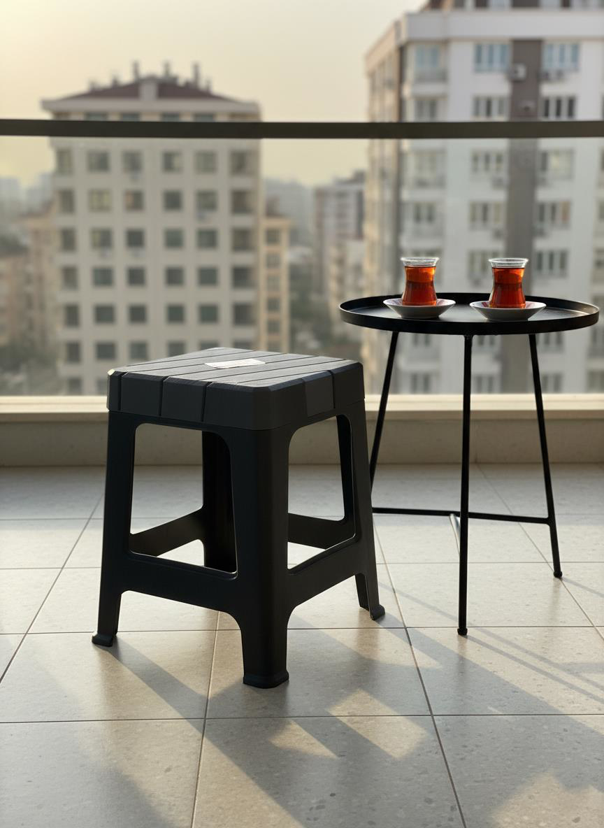 Mandella Sağlam Plastik Dolce Büyük Tabure Antrasit