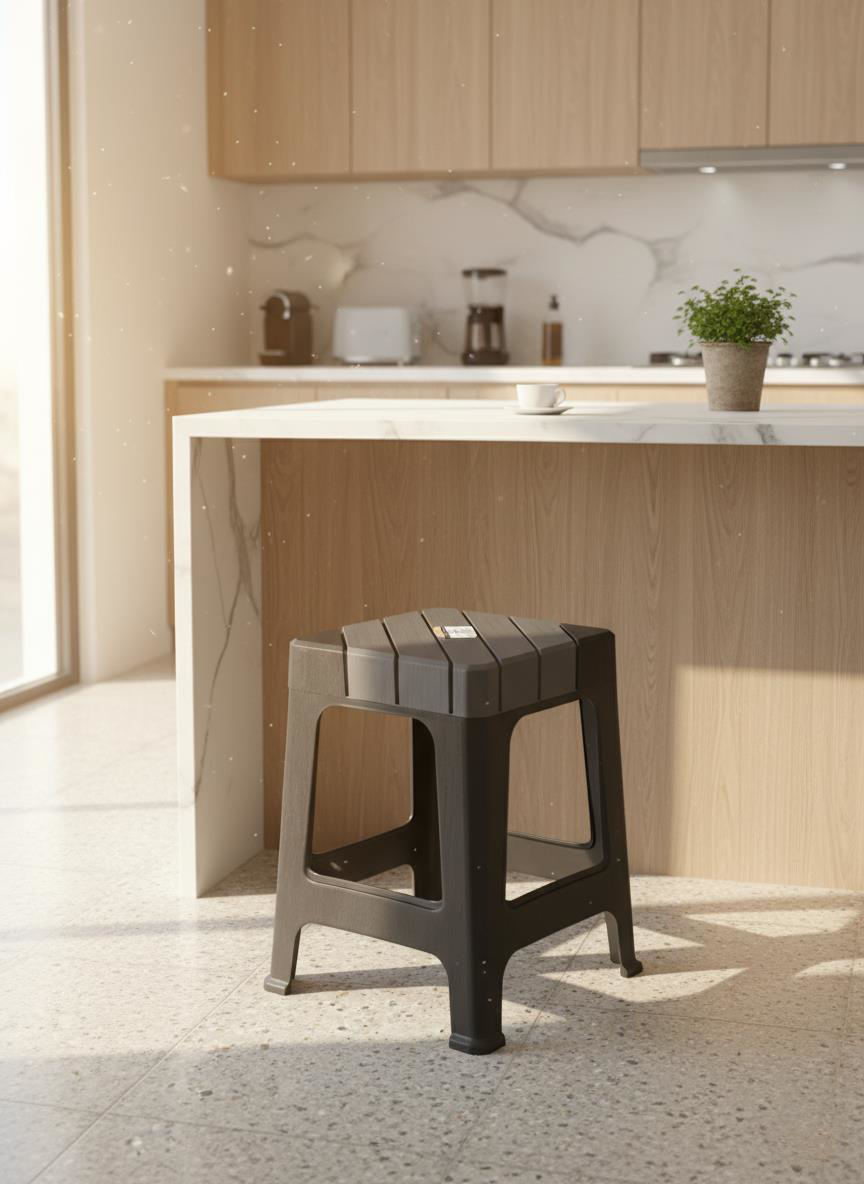 Mandella Sağlam Plastik Dolce Büyük Tabure Antrasit