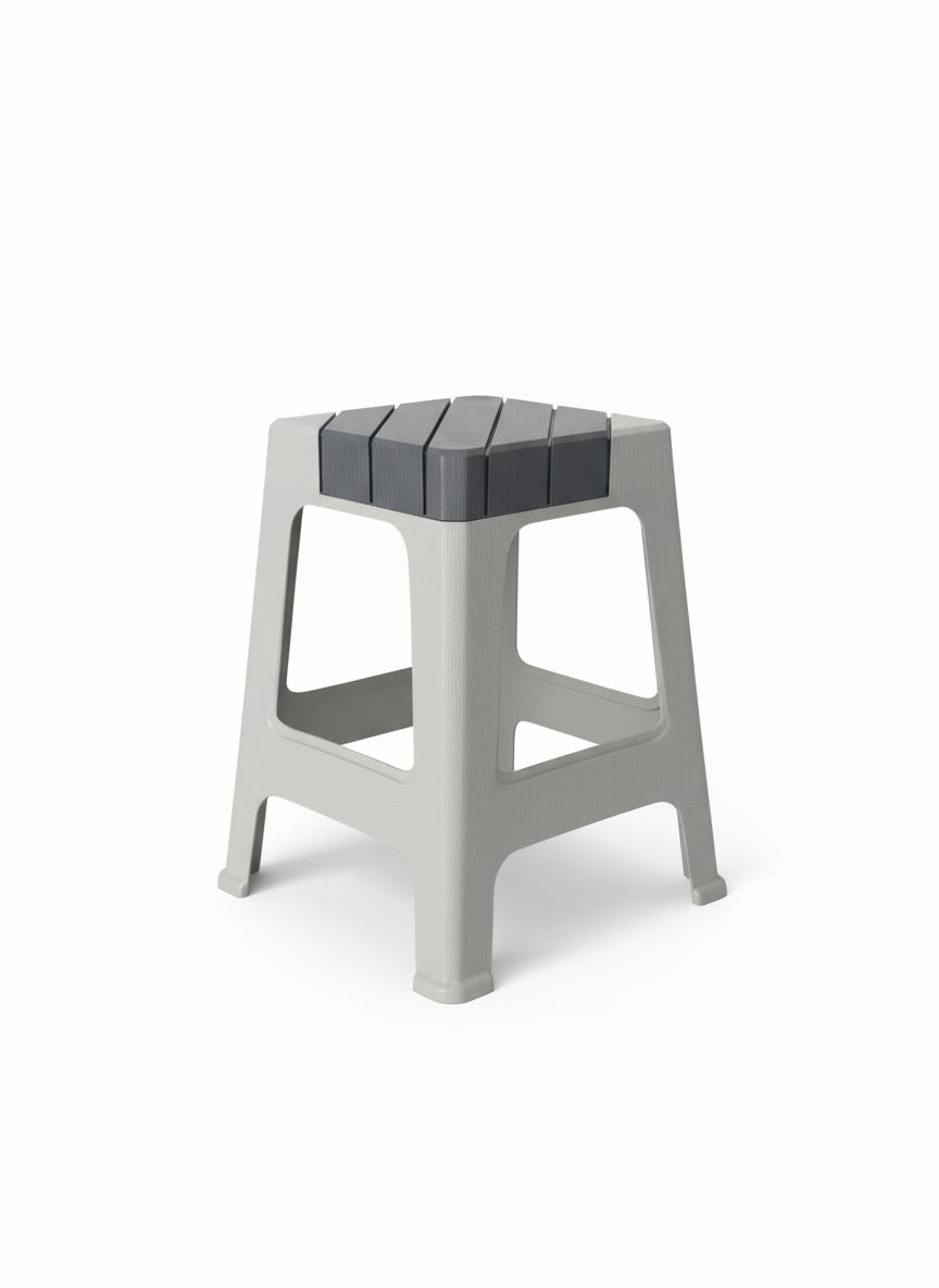 Mandella Sağlam Plastik Dolce Büyük Tabure Gri