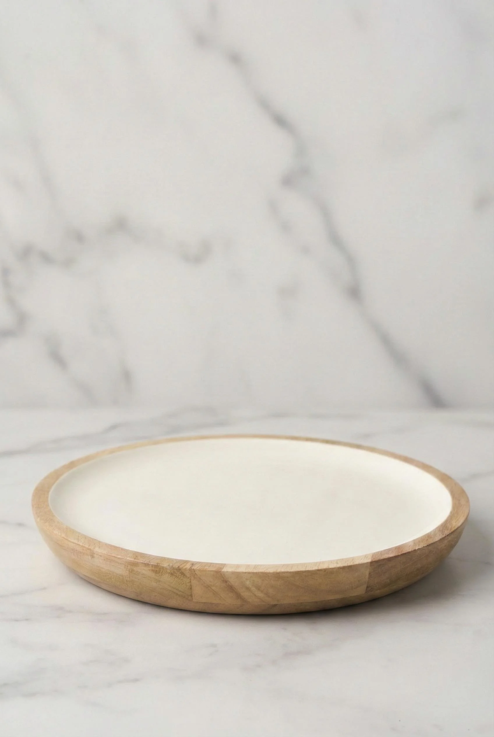 Mango Ağacı Servis Tabağı 25 Cm Krem – Emaye Kaplama Sunum Tabağı