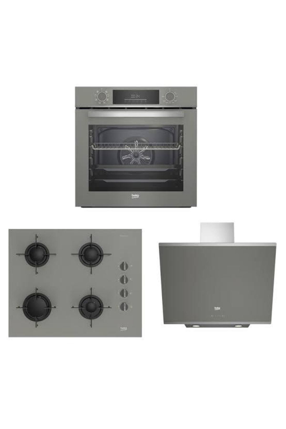 Beko Manhattan Gri Buhar Destekli 3’Lü Ankastre Set  Firin + Ocak + Da
