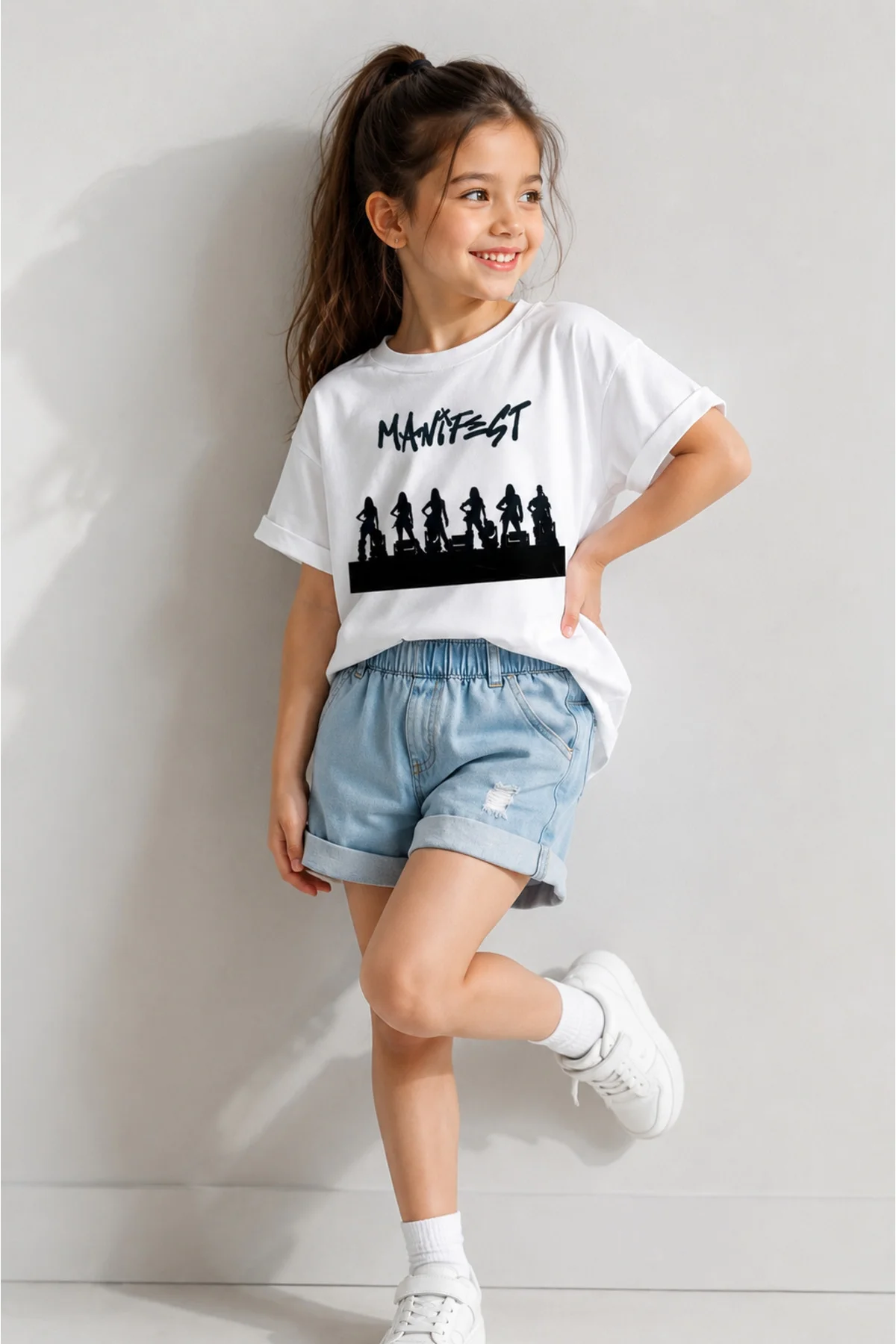Manifest baskılı çocuk tişört T-shirt