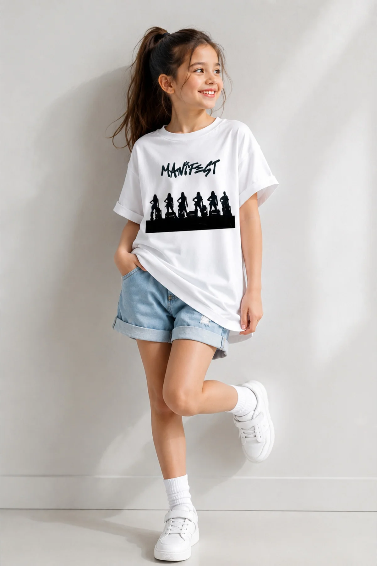 Manifest baskılı çocuk tişört T-shirt