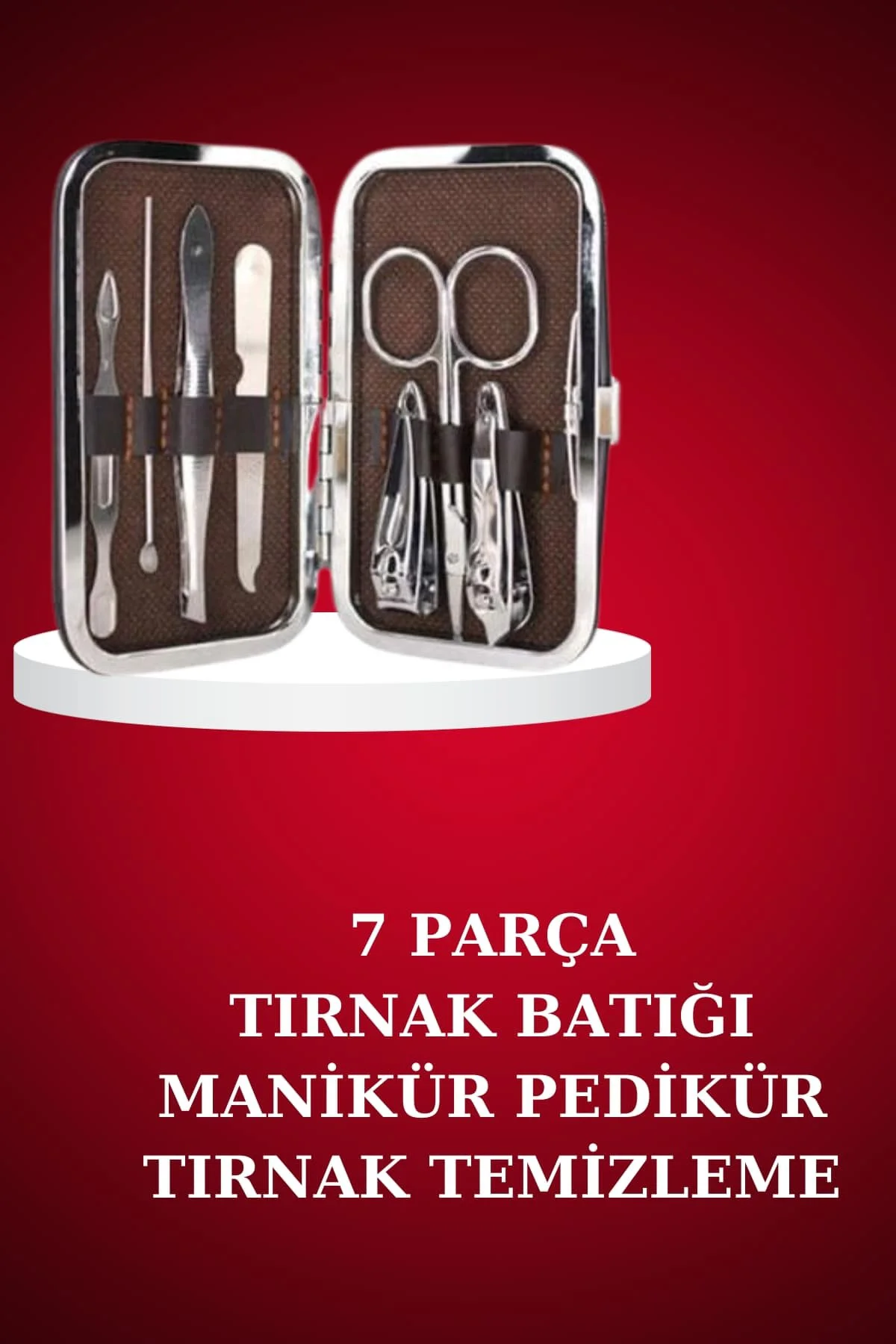 Manikür Pedikür Seti 7 Parça Tırnak Makası Kaş Makası Cımbız Çant