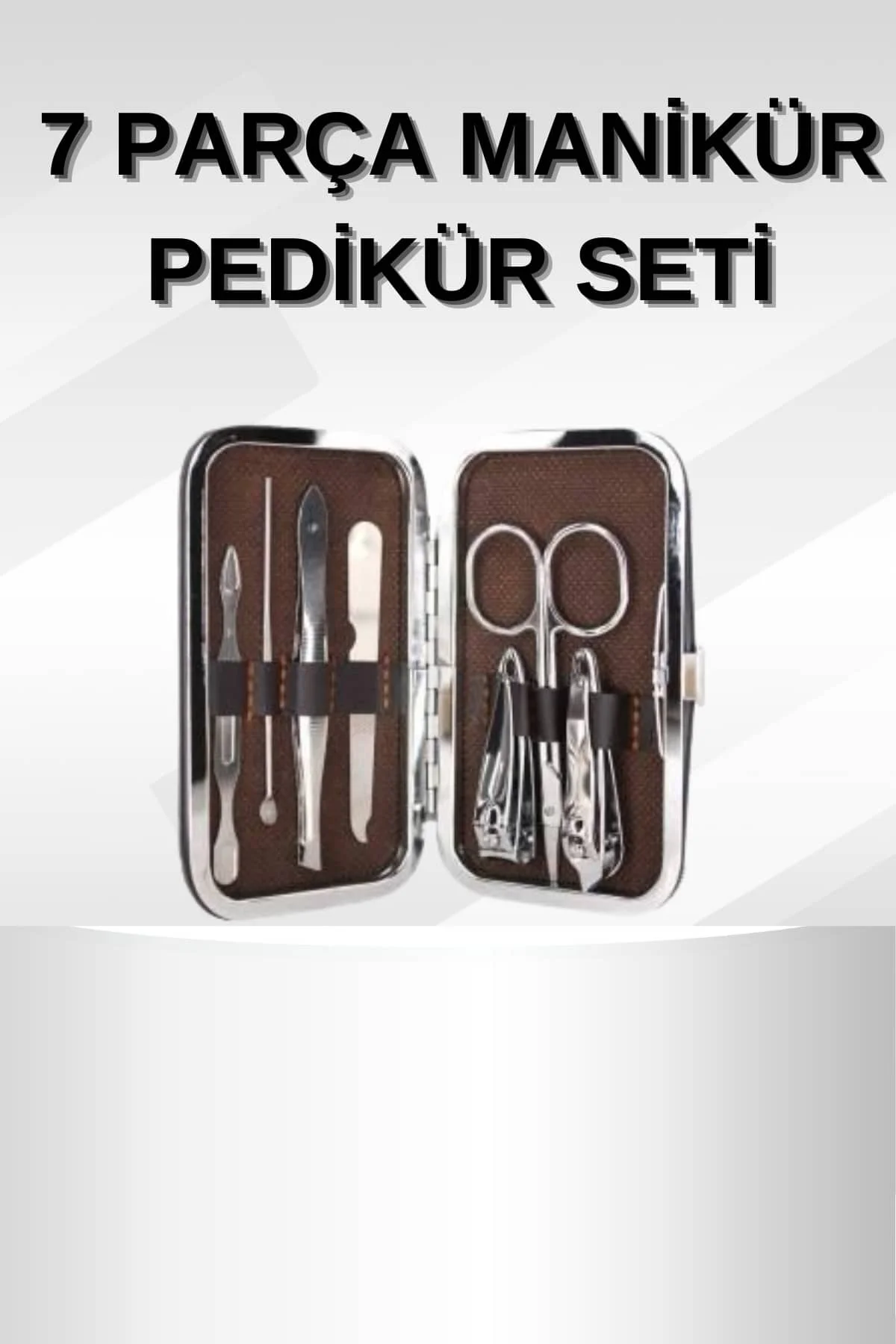 Manikür Pedikür Seti 7 Parça Tırnak Makası Kaş Makası Cımbız Çant