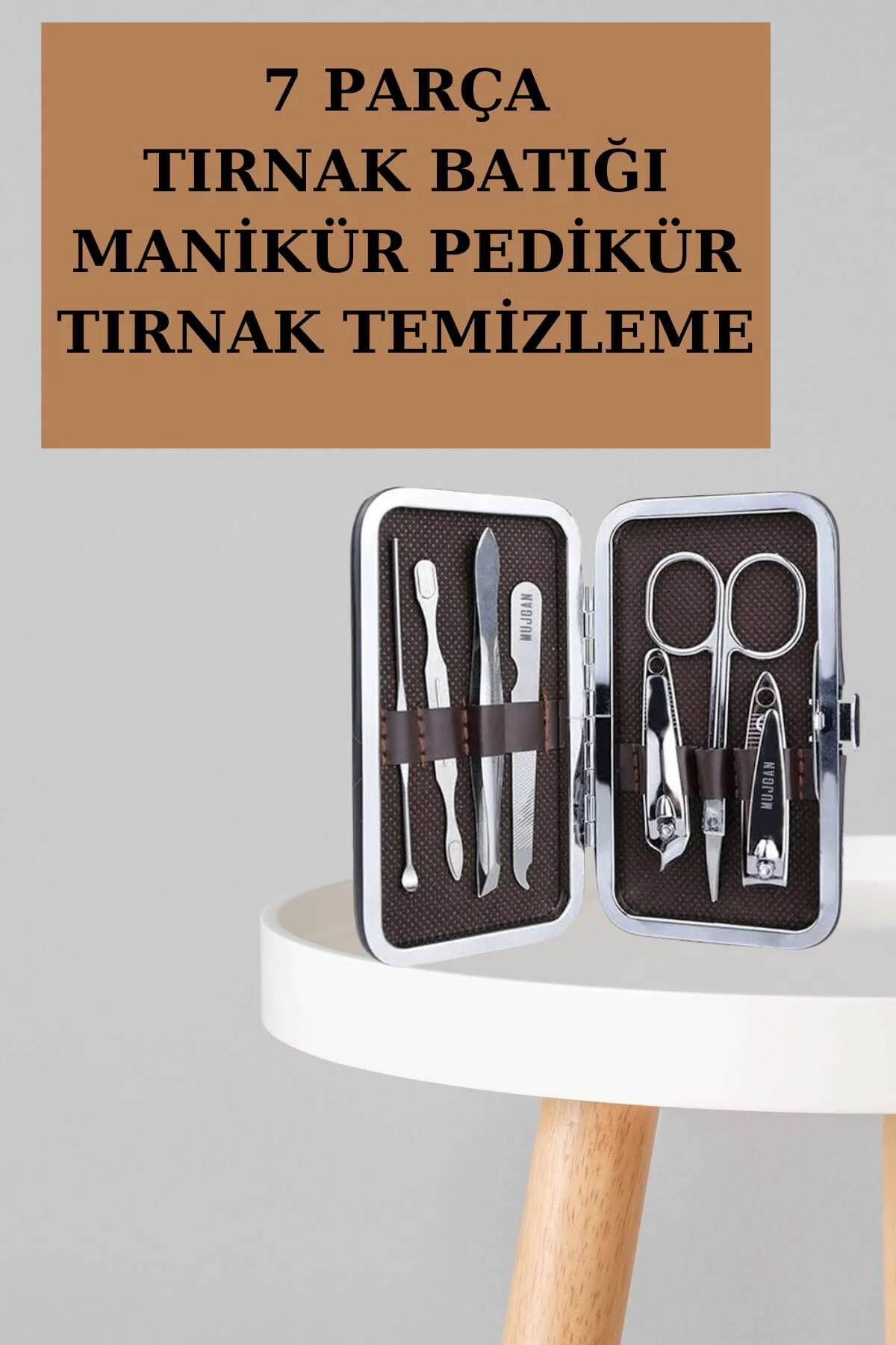Manikür Pedikür Seti 7 Parça Tırnak Makası Kaş Makası Cımbız Çant