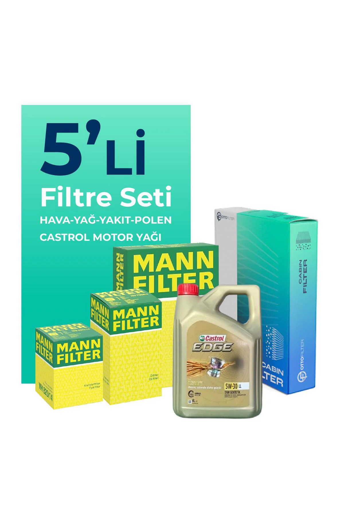 MANN Mercedes C 200d 136 HP Castrol Motor Yağlı Bakım Seti (2014-2018) 5Lİ Fiyatı, Yorumları ve Özellikleri