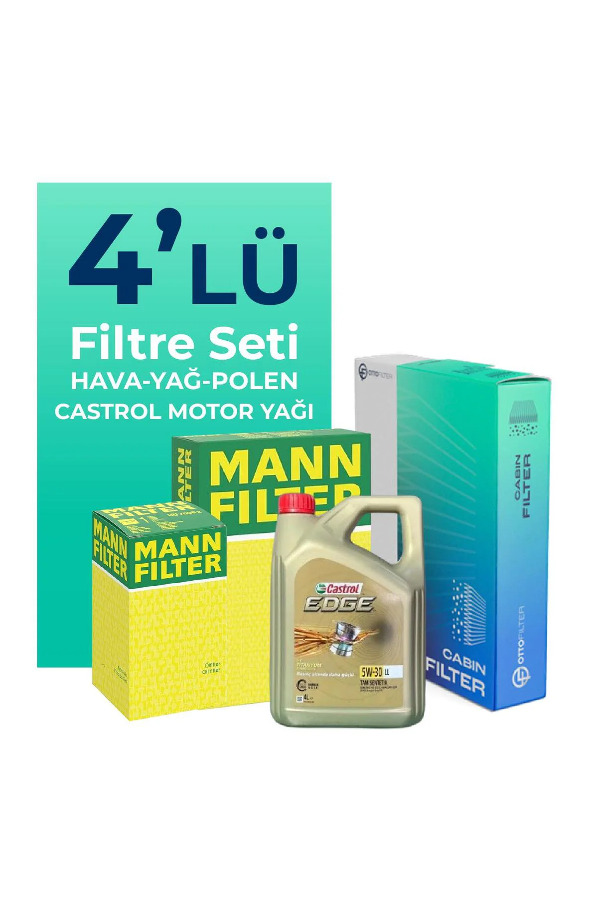 MANN VW PASSAT 1.8 TSI Castrol Motor Yağlı Bakım Seti (2007-2011) 4 LU Fiyatı, Yorumları ve Özellikleri