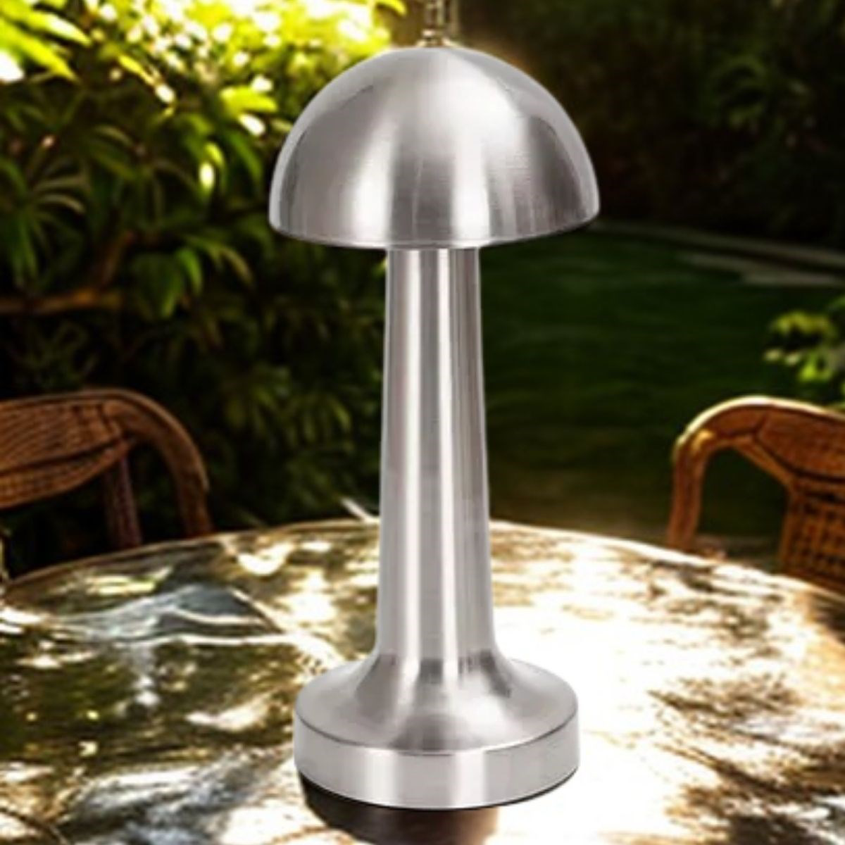 Mantar Model Silver Renk Şarjlı Dokunmatik 3 Renkli LED Masa Lamb Mantar Model Silver Renk Şarjlı Dokunmatik 3 Renkli LED Masa Lamb