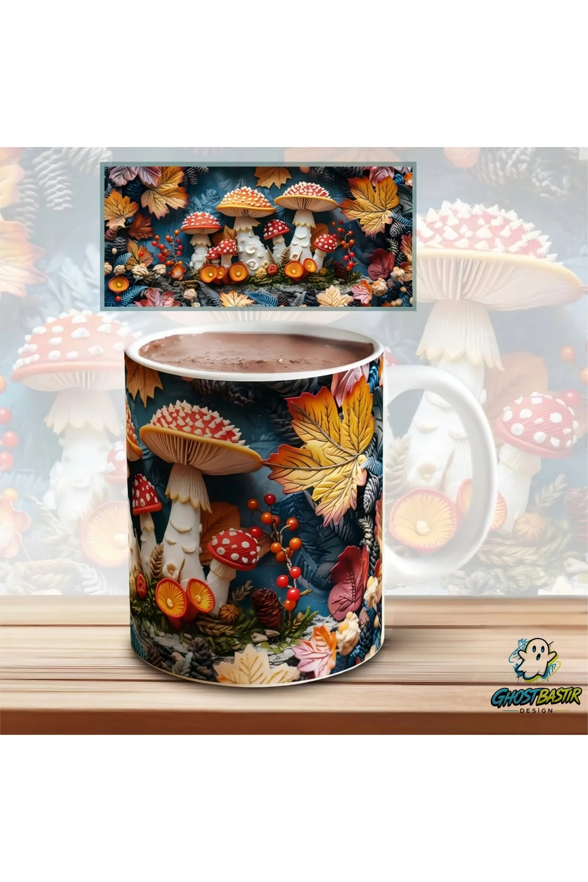 Mantarlı Kupa Bardak | Tek Adet K0602