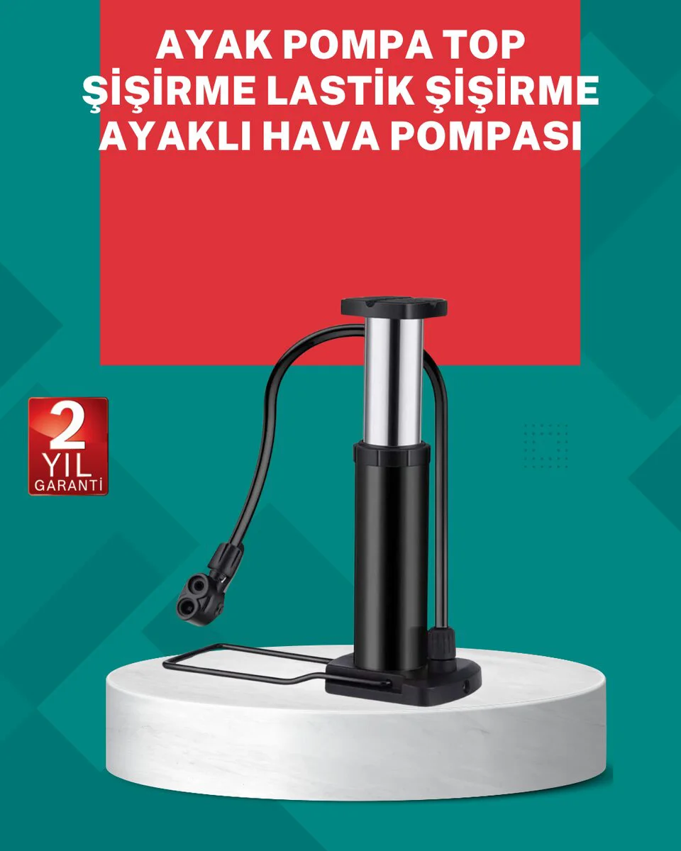 Manuel Ayak Pompası - Extra Güçlü Lastik Şişirme Pompası (Otomobil, Motosiklet ve Bisiklet İçin Kompakt Çözüm)