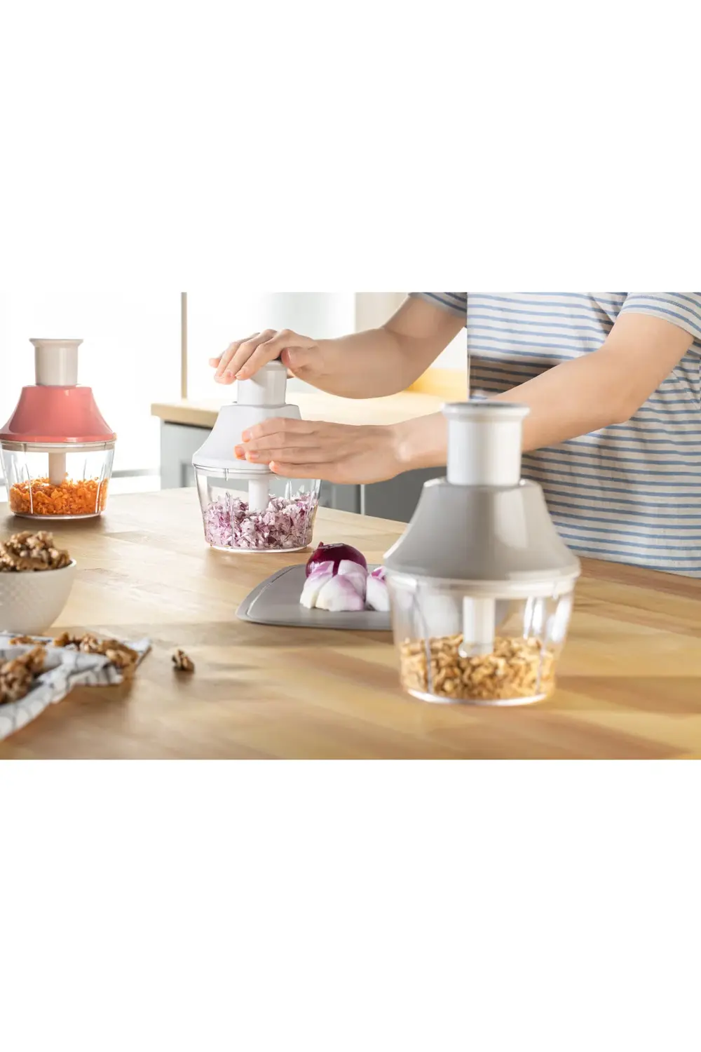 Manuel Basmalı 3 Bıçaklı El Rondosu Hızlı Kesim Pratik Mutfak Doğ