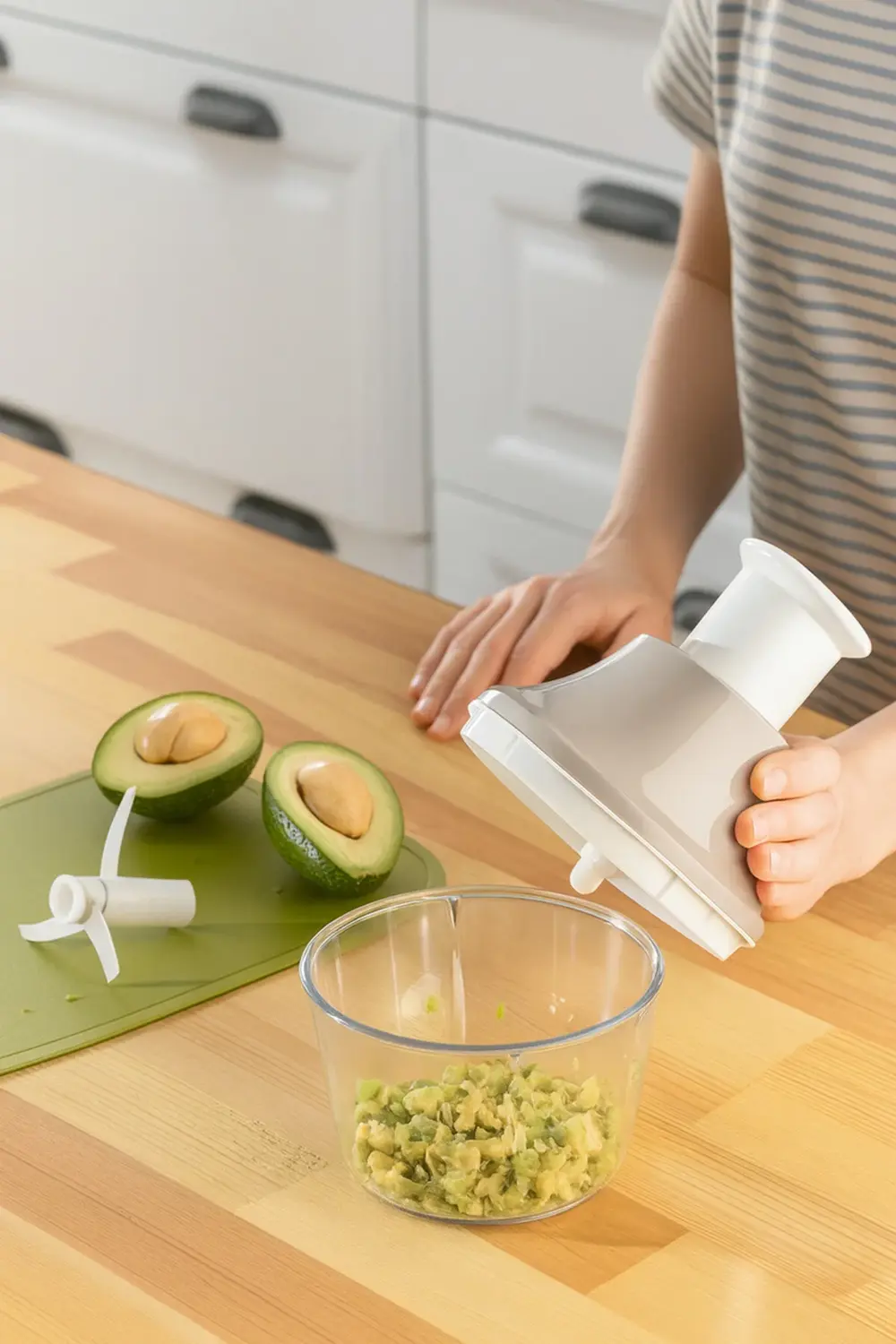 Manuel Basmalı 3 Bıçaklı El Rondosu Hızlı Kesim Pratik Mutfak Doğ