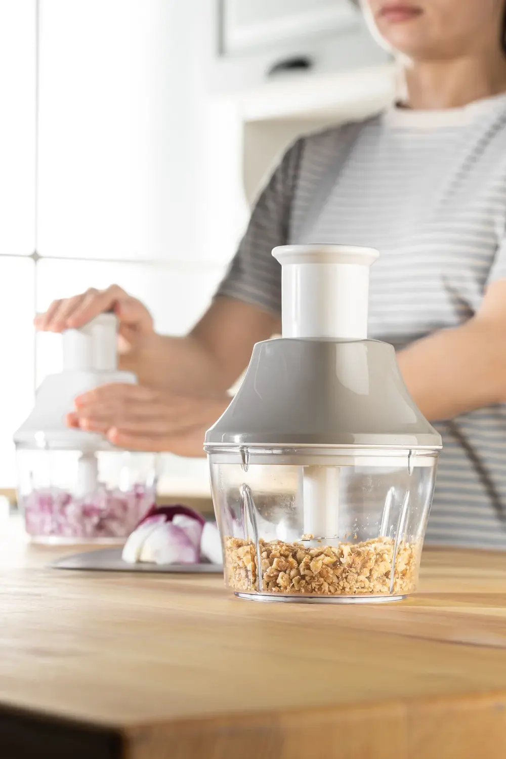 Manuel Basmalı 3 Bıçaklı El Rondosu Hızlı Kesim Pratik Mutfak Doğ