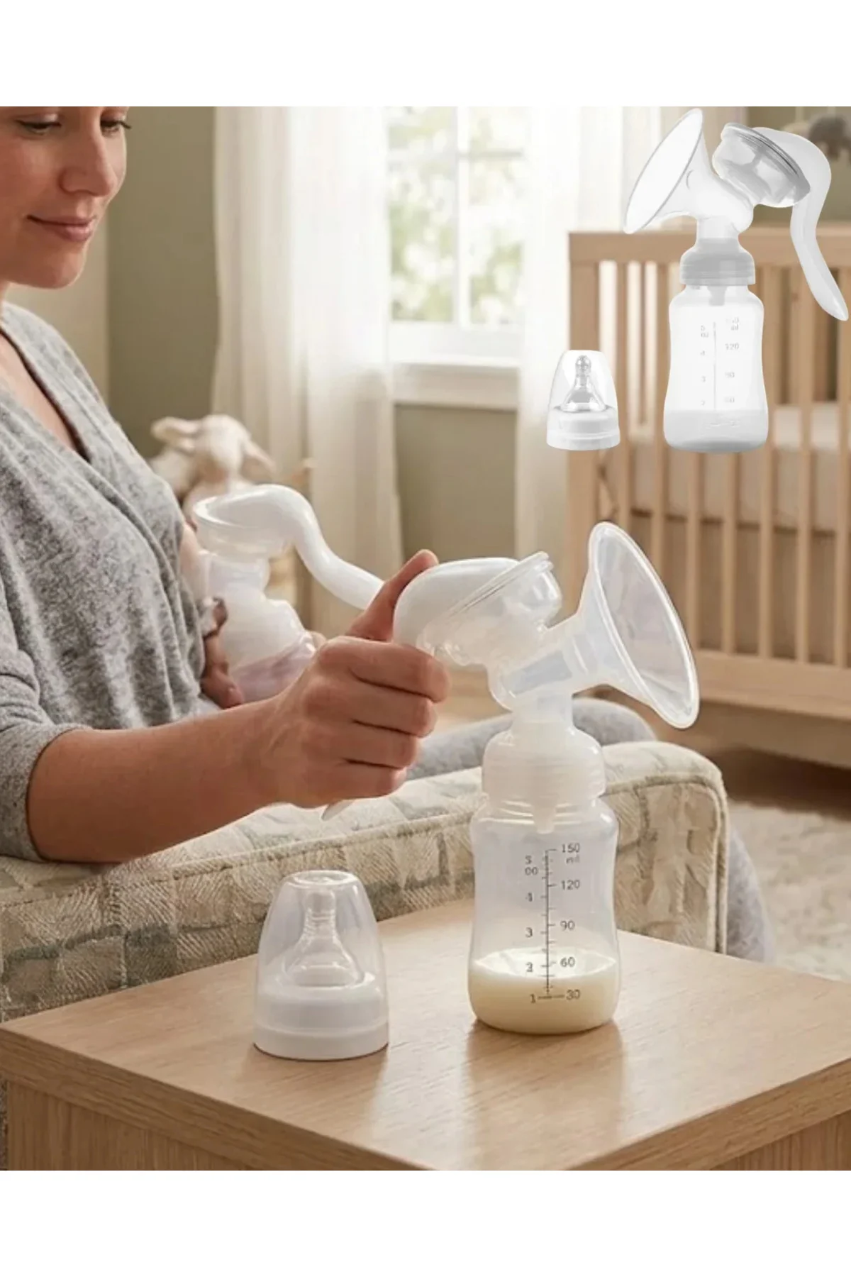 Manuel Göğüs Pompası Masaj Özellikli BPA İçermez Taşınabilir 180 ML Manuel Göğüs Pompası Masaj Özellikli BPA İçermez Taşınabilir 180 ML