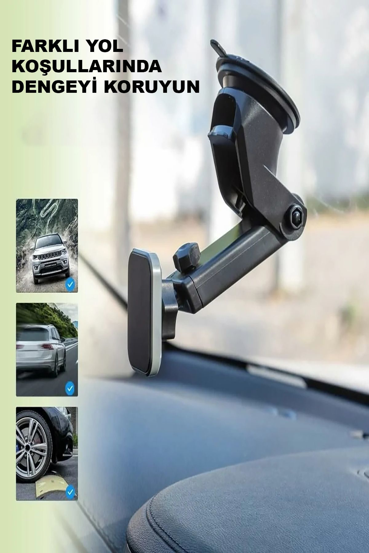 Nice Shop Manyetik Araç İçi Telefon Tutucu Uzayip Kisalabilen Çok Amaçli Magnetic Car Holder - Siyah