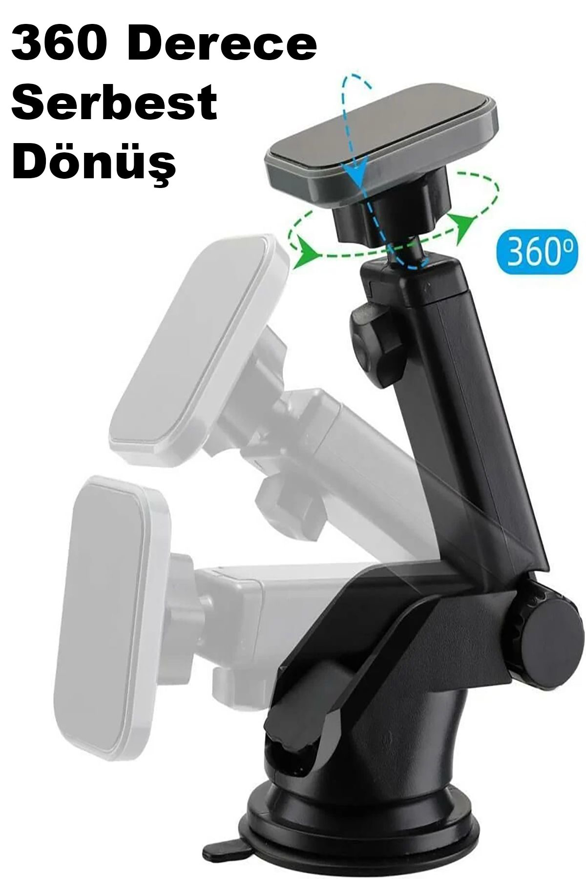 Nice Shop Manyetik Araç İçi Telefon Tutucu Uzayip Kisalabilen Çok Amaçli Magnetic Car Holder - Siyah