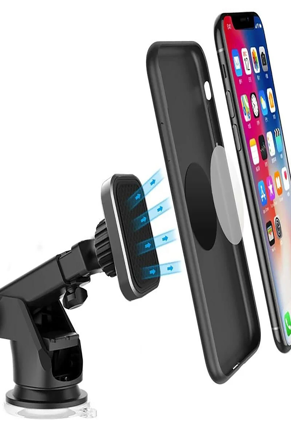 Nice Shop Manyetik Araç İçi Telefon Tutucu Uzayip Kisalabilen Çok Amaçli Magnetic Car Holder - Siyah