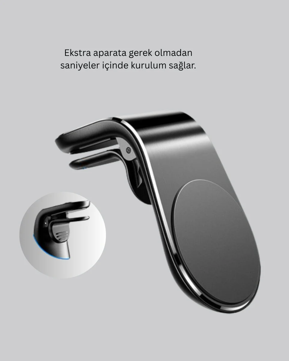 Manyetik Araç Telefon Tutucu – 360° Döner Kalorifer Petekli - Araç İçin Güvenli Telefon Tutucu