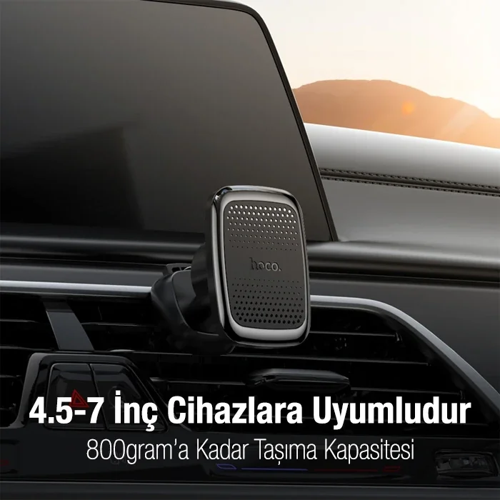 Manyetik Araç Telefon Tutucusu - Hava Firlatma Izgara Tipi - Güçlü Mıknatıslı - 360° Dönebilen - Siyah