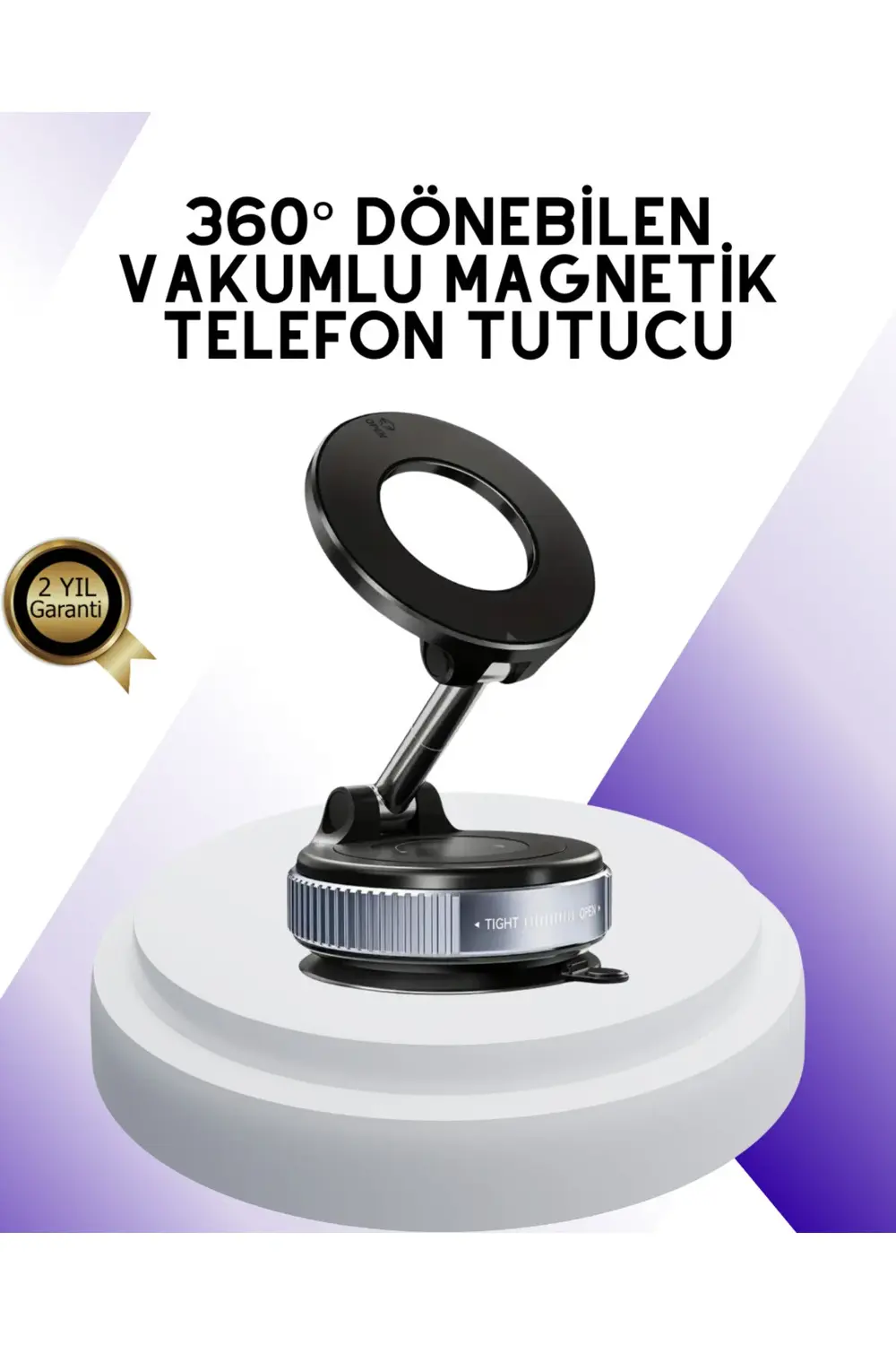 Manyetik Araç Telefon Tutucu 360 Derece Dönebilen Vakumlu Stand