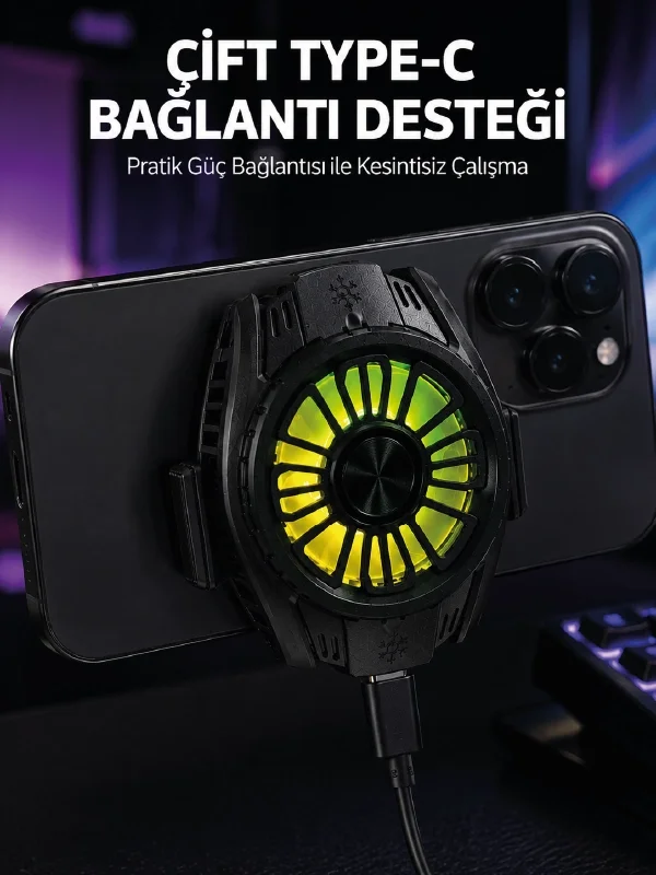 Manyetik Bağlantılı Çift Type-C Girişli Telefon Soğutucu