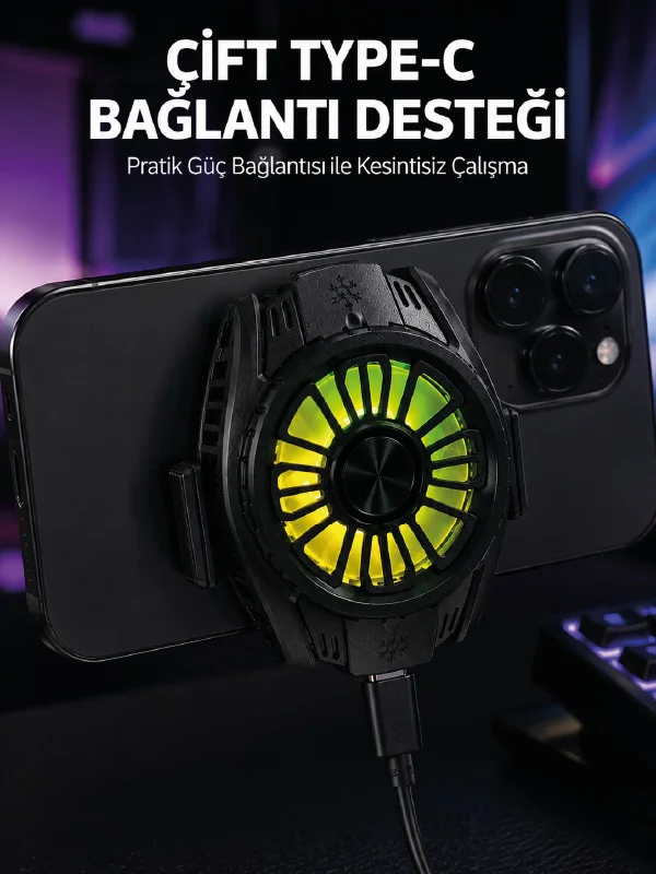Manyetik Bağlantılı Çift Type-c Girişli Telefon Soğutucu - Lisinya