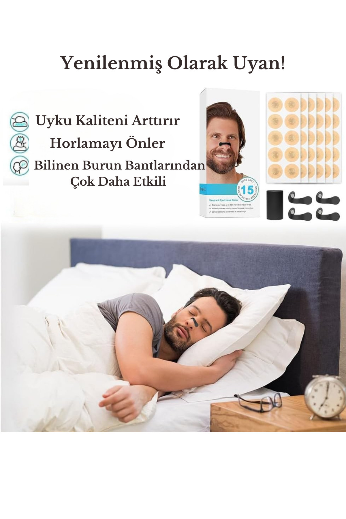 Manyetik En Iyi Mıknatıslı Burun Bandı - Horlama Önleyici - 4 Far