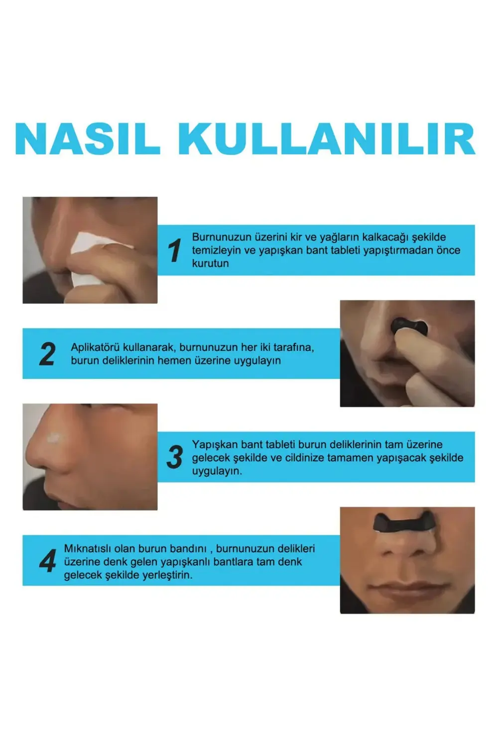 Manyetik En Iyi Mıknatıslı Burun Bandı - Horlama Önleyici - 4 Far