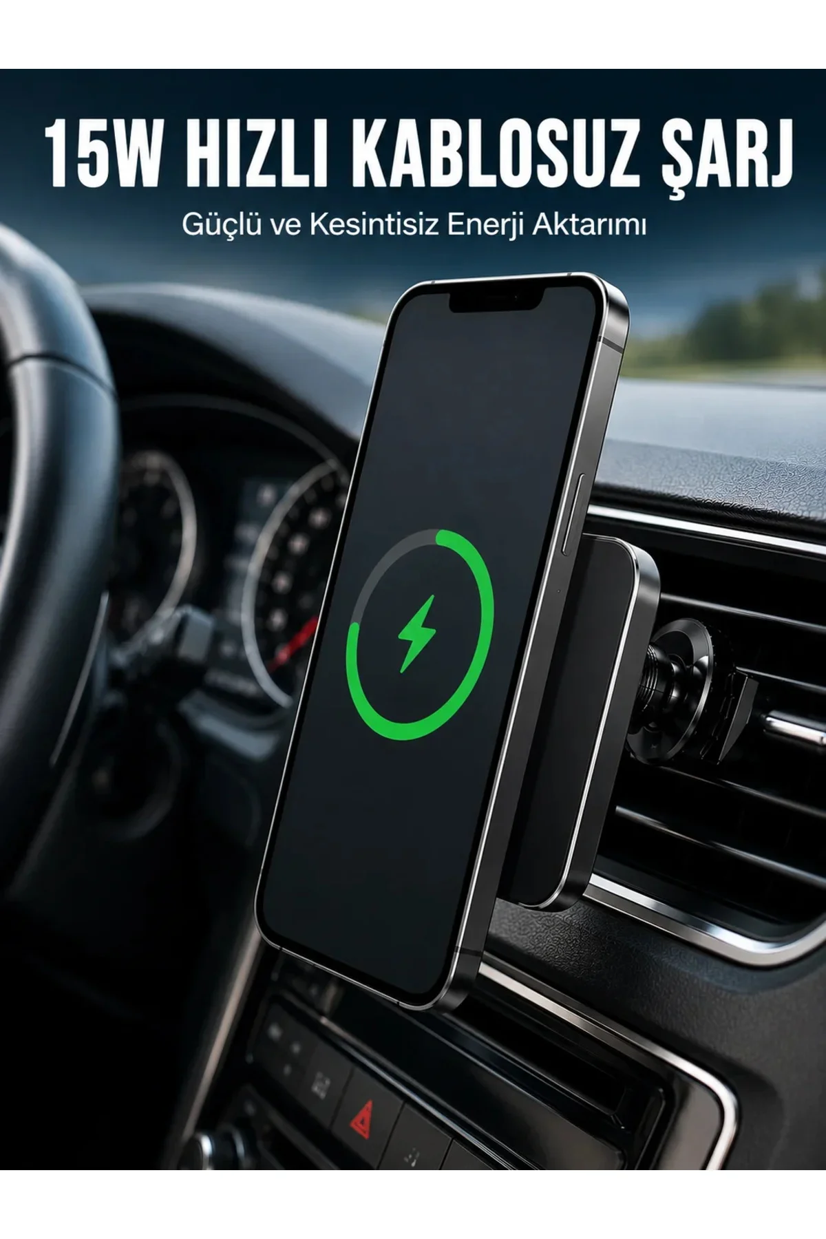 Manyetik Kablosuz Araç Şarj Cihazı 15W MagSafe Araç İçi Telefon Tutucu Manyetik Kablosuz Araç Şarj Cihazı 15W MagSafe Araç İçi Telefon Tutucu